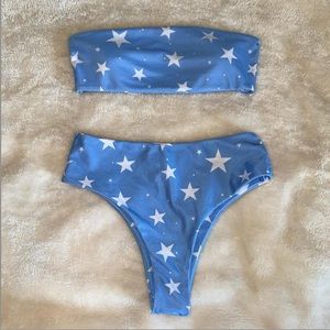 blue star printed bikini
